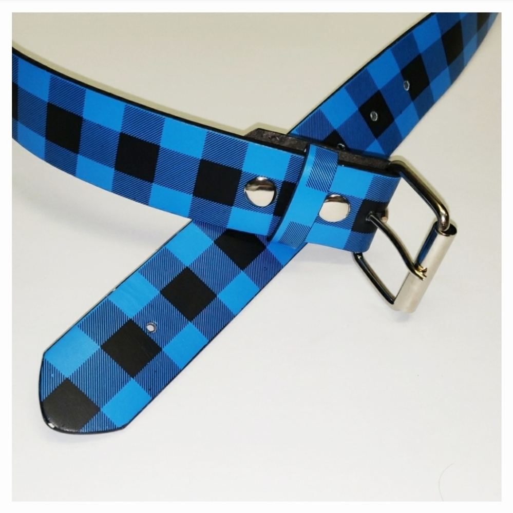 Vintage Plaid Leather Belt